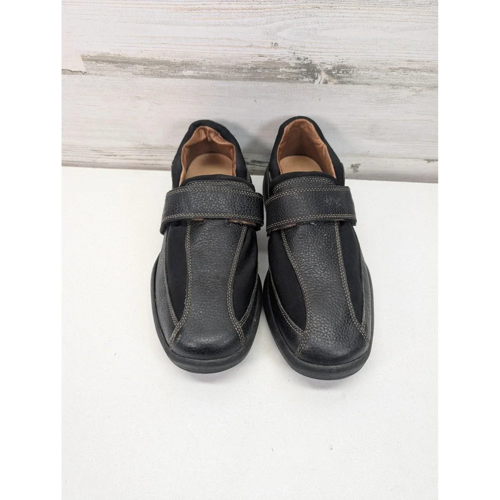Dr. Comfort Douglas Shoes Mens Size 11 Black Leather Hook & Loop Casual Sneakers
